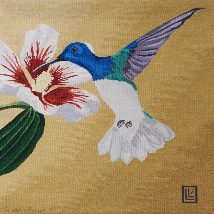 Tapisserie d'aubusson Robert Four d'après mon tableau "Colibri d'azur"